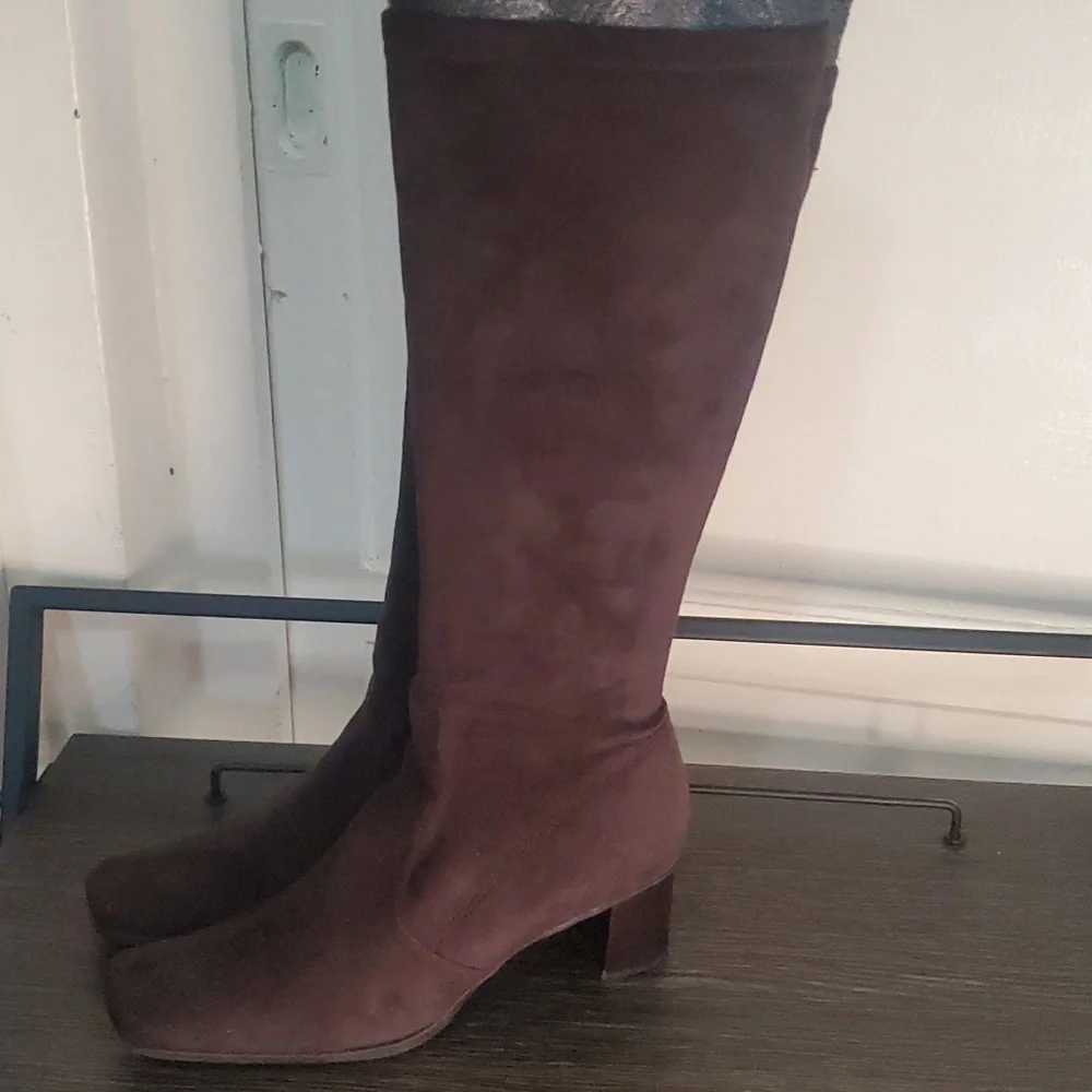 Franco Sarto Tall Suede Boots in Dark Brown